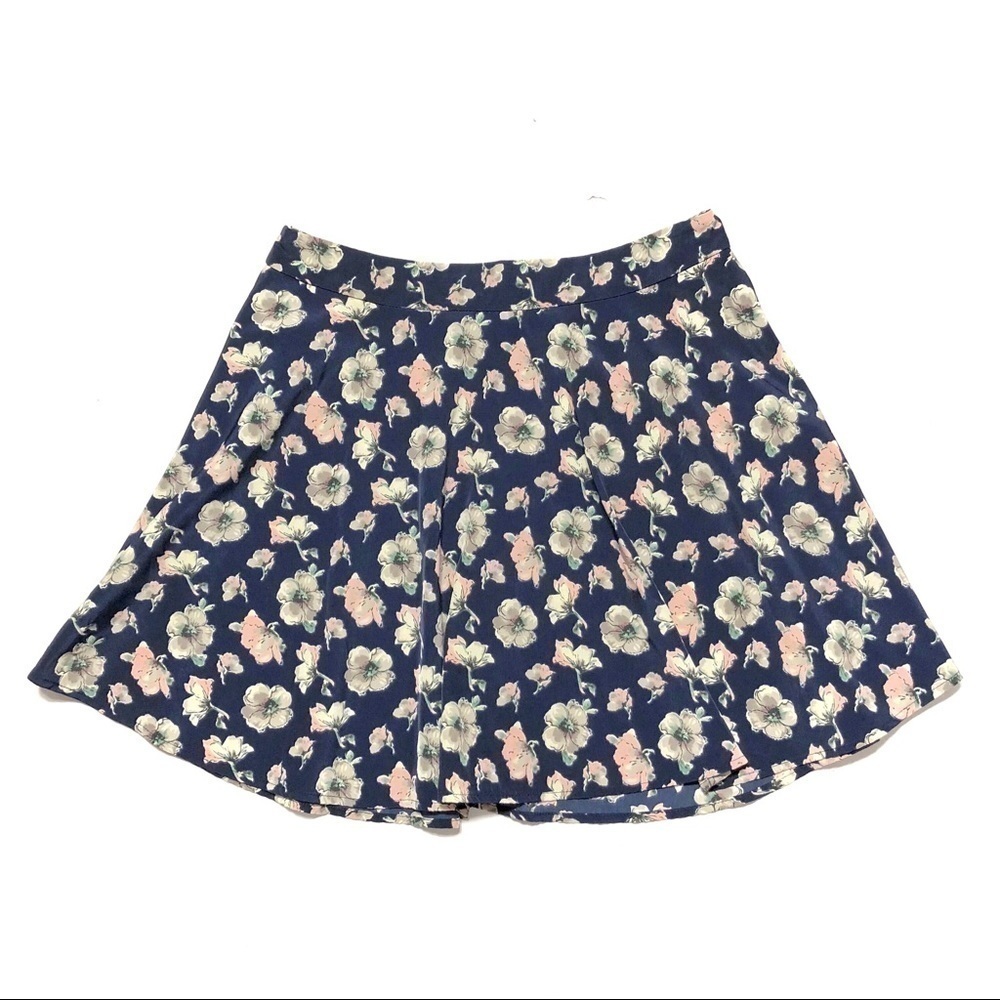 Lush Print Circle Skirt Medium Women’s Blue Floral